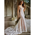 Elegante Alibaba Kristall Spitze V Ansatz Backless Meerjungfrau Brautkleider Brautkleid LWM278